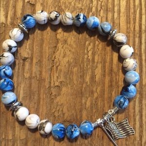 Blue and white flag charm bracelet